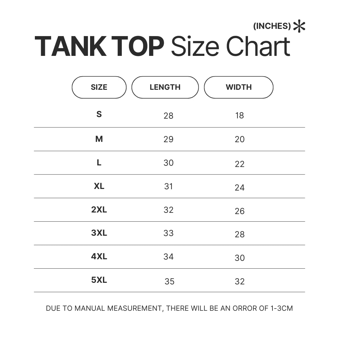 Tank Top Size Chart - Geometry Dash Store