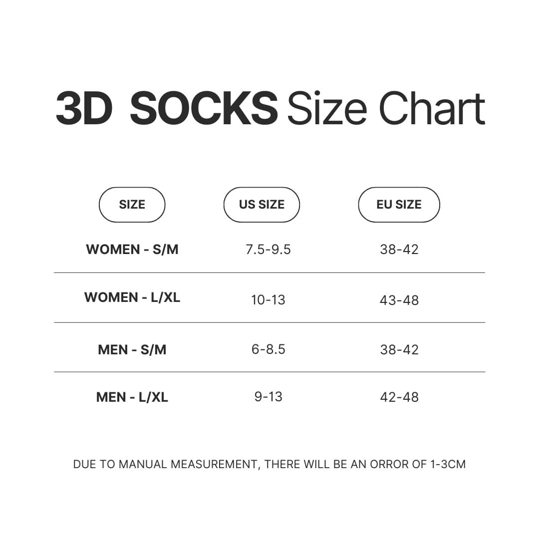 3D Socks Size Chart - Geometry Dash Store