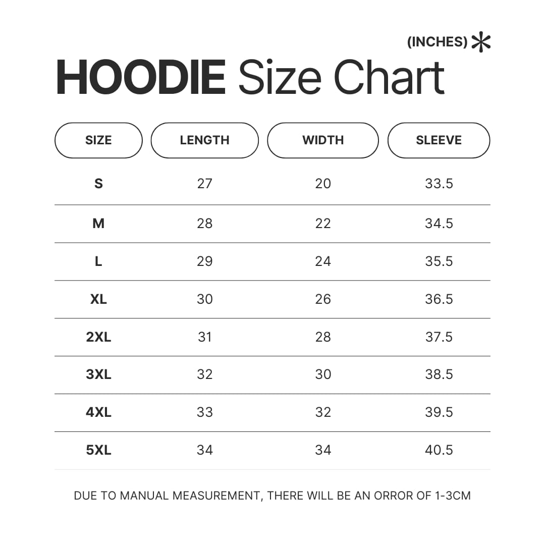 Hoodie Size Chart - Geometry Dash Store