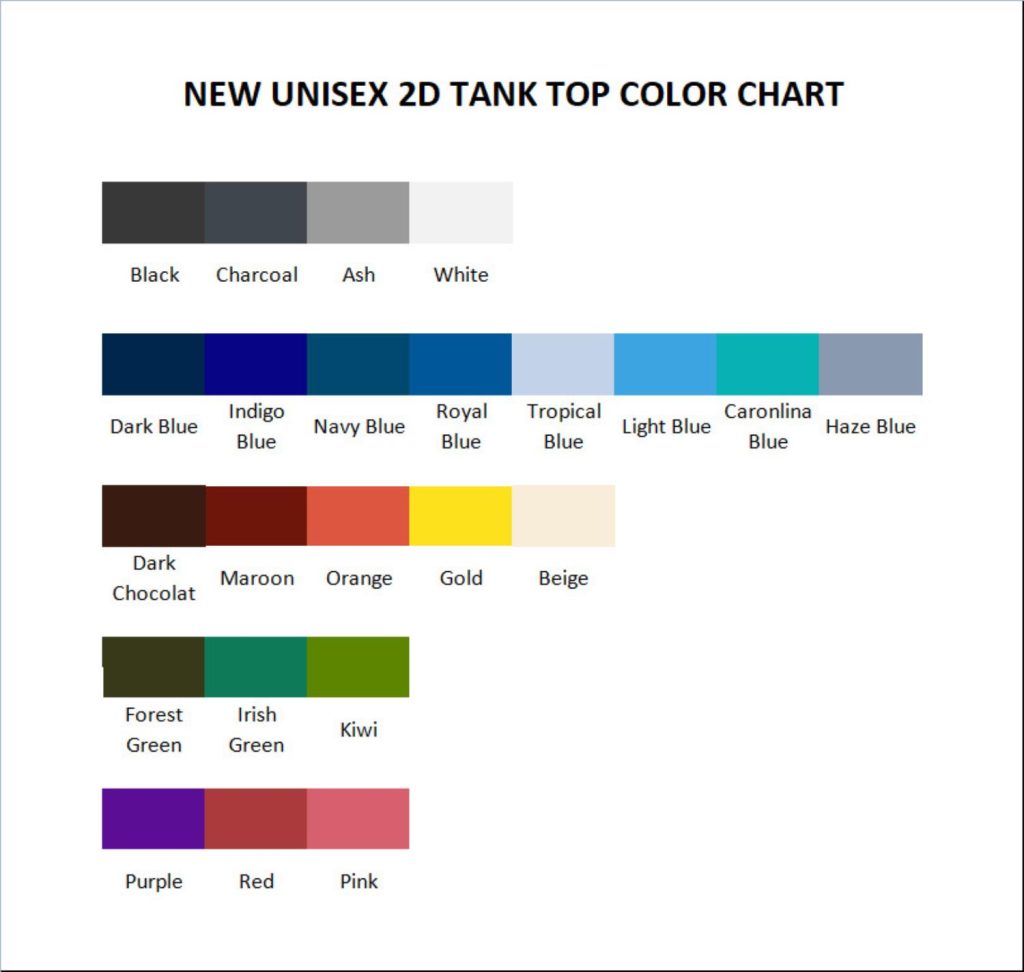tank top color chart - Geometry Dash Store