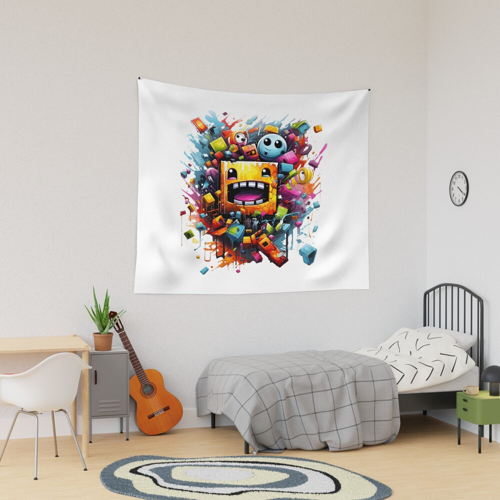 Geometry Dash Retro Vintage Tapestry